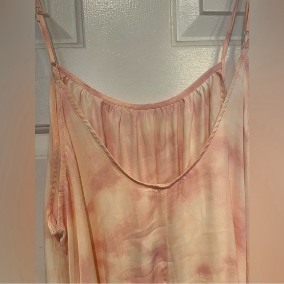 Free People Flowy Pull On Maxi Slip Dress Pink Tie Dye Flower Combo size Large - Picture 8 of 11